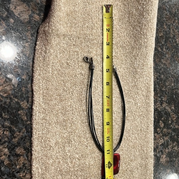 Chicos red pendant on leather double strand necklace - Picture 5 of 5